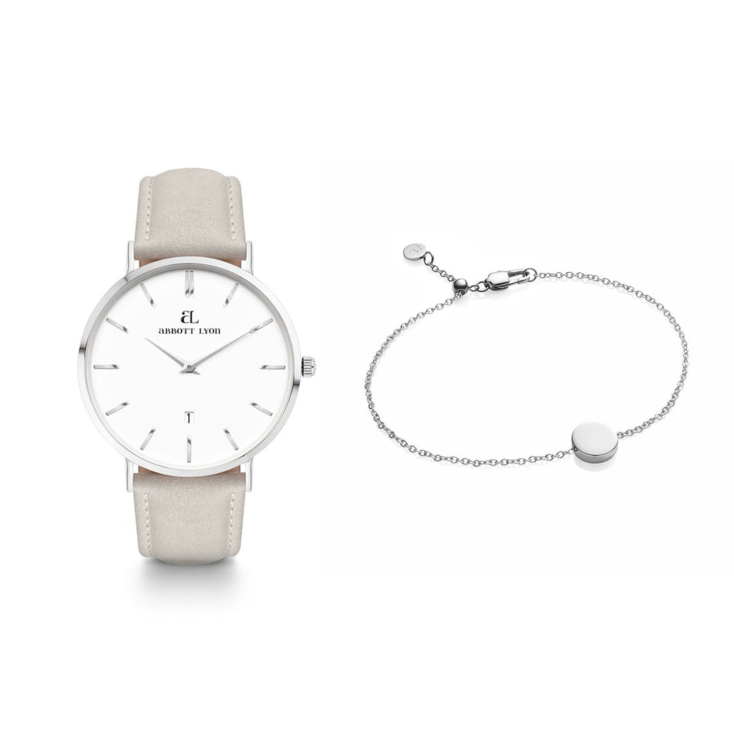 Little Luxe Mist Grey Leather Kensington 40 (Silver)