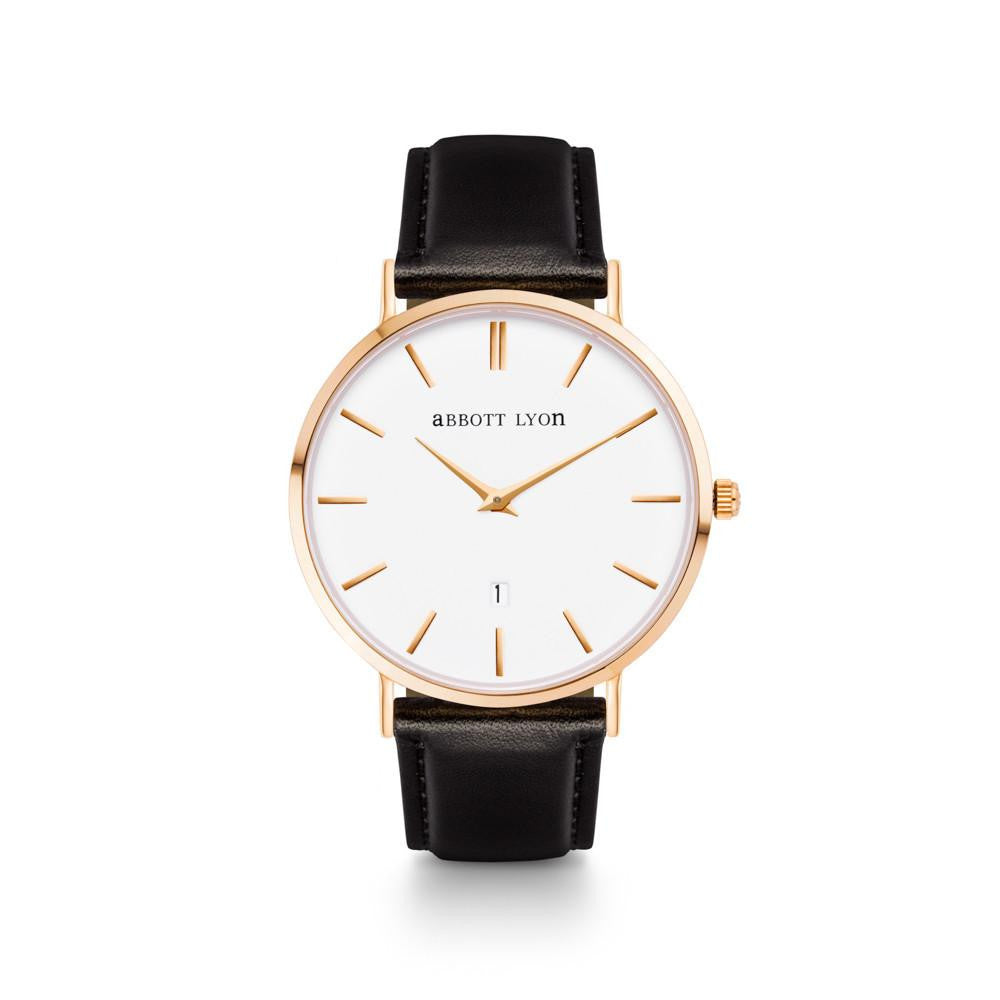 Black Leather Kensington 40 (Gold/White)