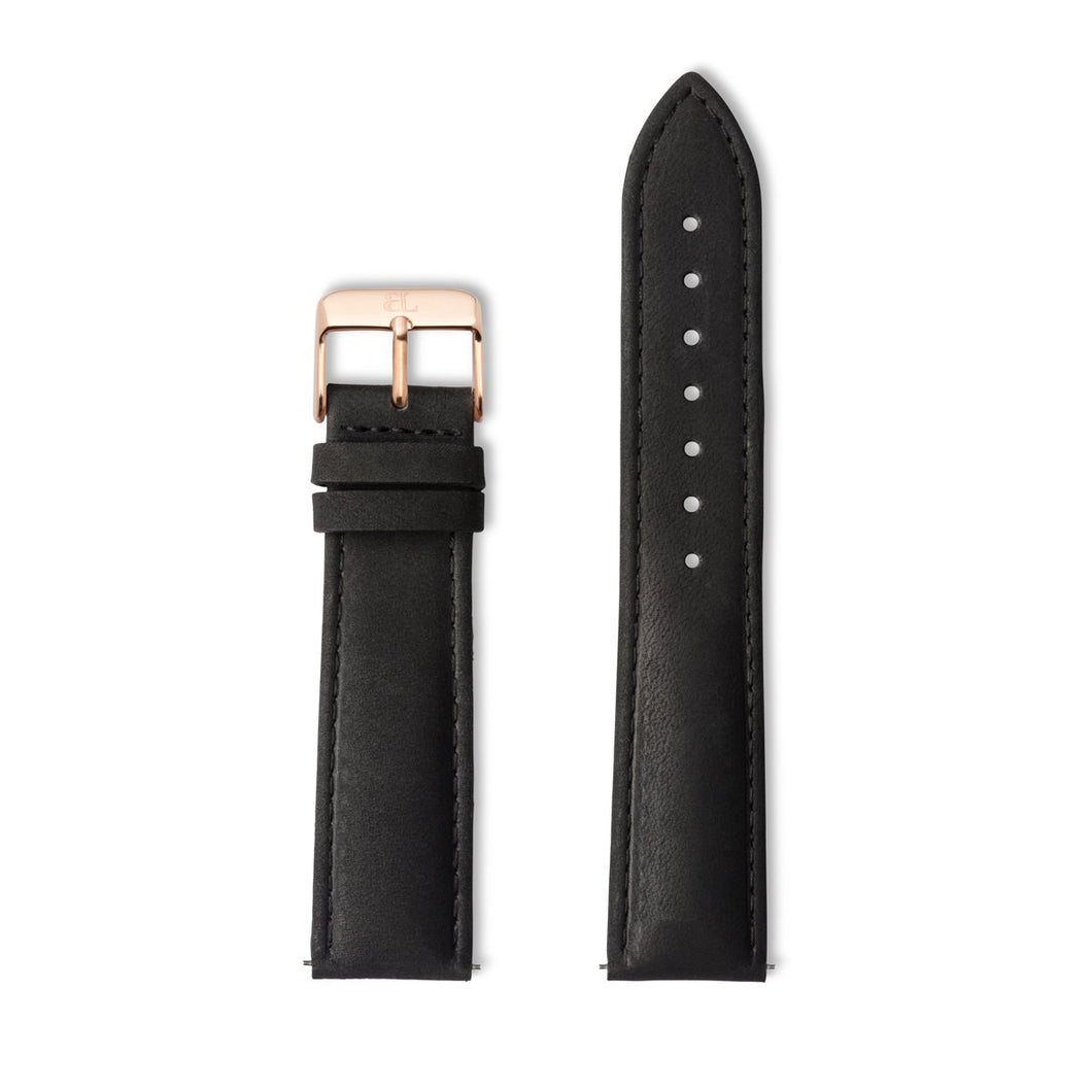 Black Leather 40 strap (Rose Gold)