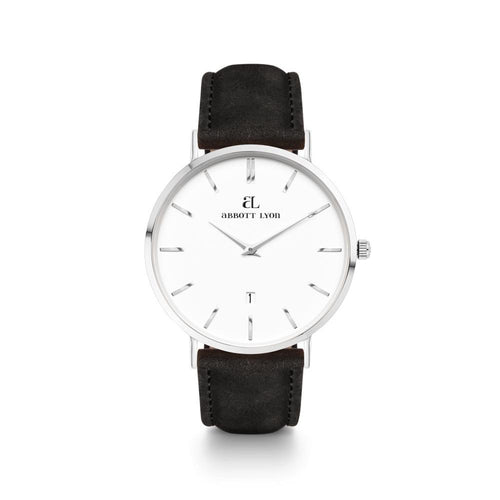 Men's Black Leather Kensington 40 (Silver/White)