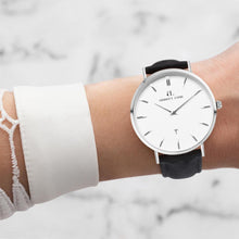 Black Leather Kensington 40 (Silver/White)