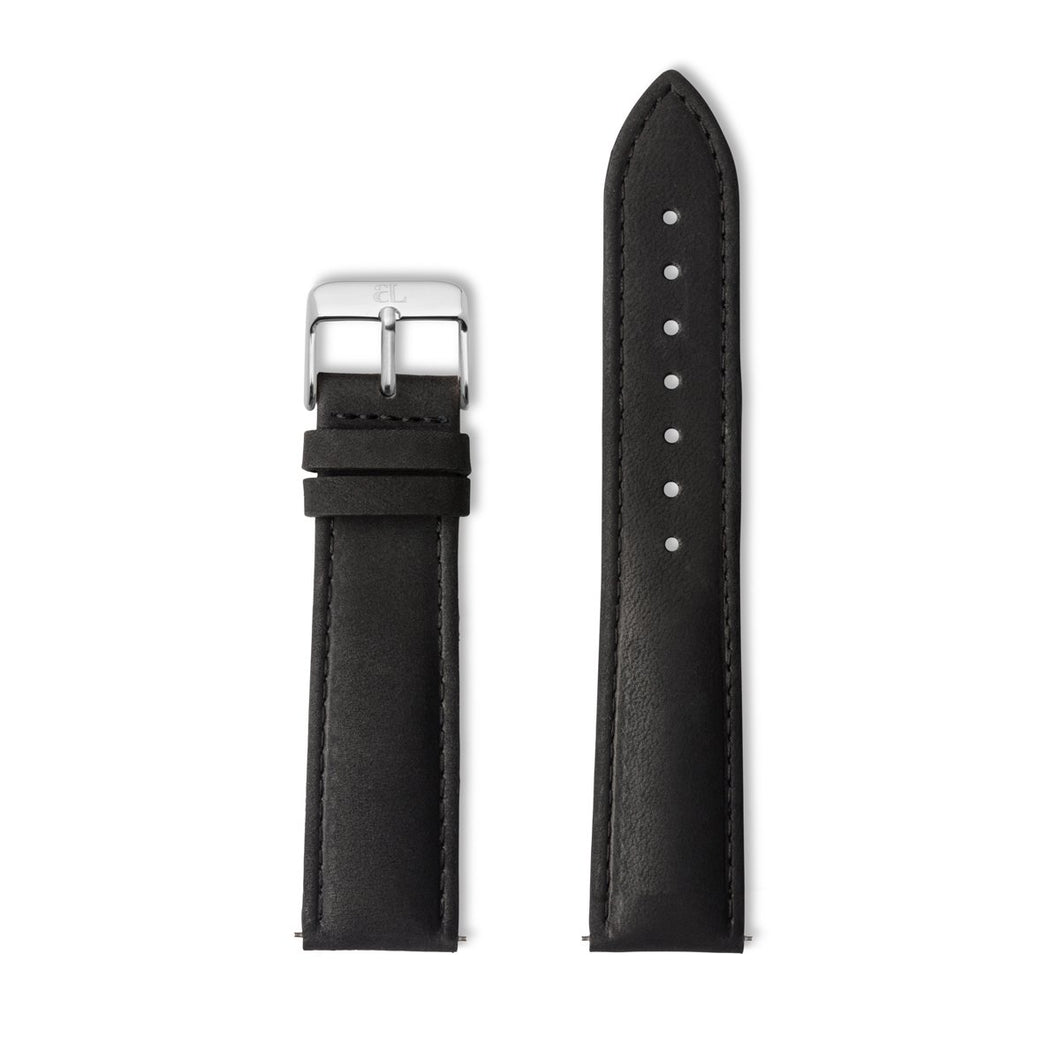 Black Leather 40 Strap (Silver)