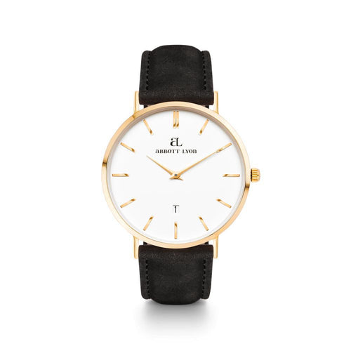 Men's Black Leather Kensington 40 (Gold/White)