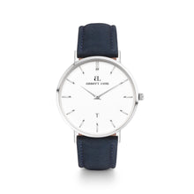 Navy Leather Kensington 40 (Silver/White)