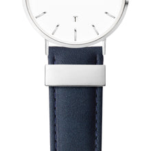 Navy Leather Kensington 40 (Silver/White)