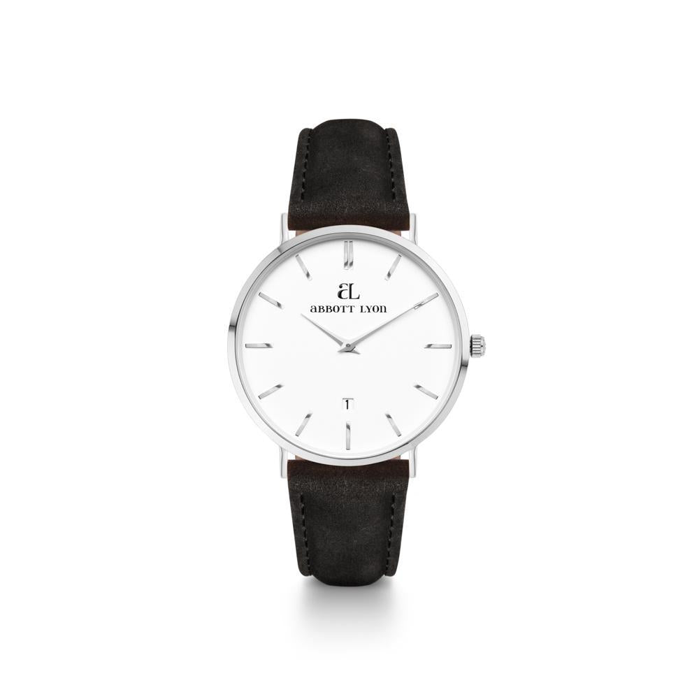 Black Leather Silver Kensington 34 (Silver/White)