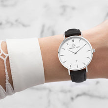 Black Leather Silver Kensington 34 (Silver/White)