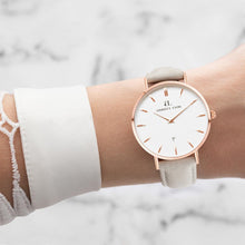 Mist Grey Leather Rose Gold Kensington 34 (Rose/White)