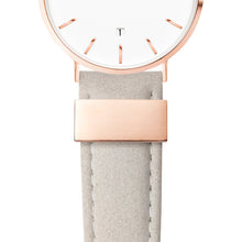 Mist Grey Leather Rose Gold Kensington 34 (Rose/White)